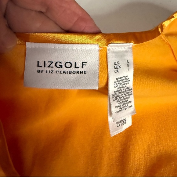 Liz Golf Cardigan Snap Front Cantaloupe Satin Trim Tight Knit Women’s Size Large - Picture 9 of 12